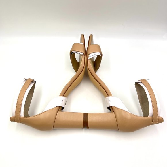 Nine West Size 10 Beige Nude Natural Tan Leather Block Heels Sandals Shoes - Picture 8 of 14